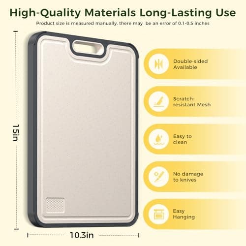 Titanium Cutting Board for Kitchen, Cutting Board Double Sided Food Grade, Pure Titanium/PP, Easy to Clean Large Size 16”×11” 5