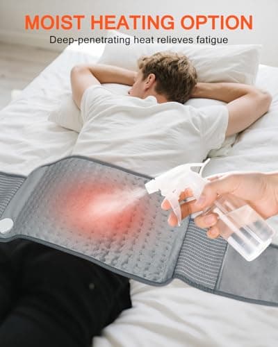 Heating Pad for Back Pain Relief, Extra-Large 12"x24"+26" Extendable Electric Heating Pad for Period Cramps with Belt, Auto Shut Off, Machine Washable, Portable Moist Heating Pad for Women & Men 7
