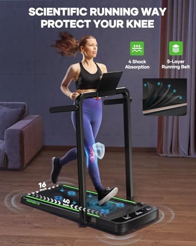 HomeTro 3.0HP Foldable Compact Treadmill,2 in 1 Walking Pad & Jogging Machine for Home/Office,Dual LED Touch Screens Folding Under Desk Motorized Treadmills 265lbs, App& Remote Control,Assembly-Free 7