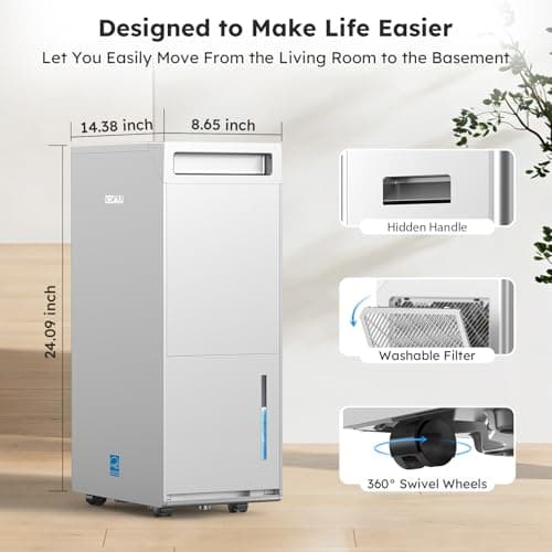 5000 Sq.Ft Energy Star Most Efficient 2024 Dehumidifier with Pump,DECIUU Max 100 Pint Dehumidifier for Basement with Drain Hose,Intelligent Humidity Control for Home Bathroom Garage 7