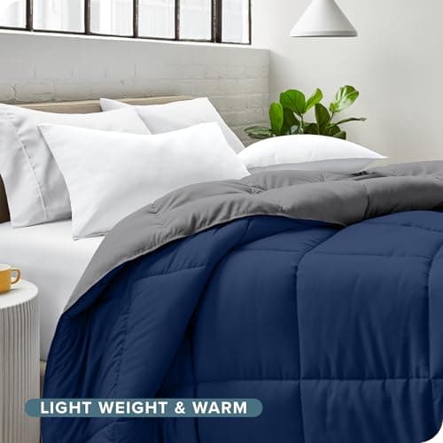 Bare Home Comforter - Twin/Twin Extra Long - Reversible Colors - Goose Down Alternative - Ultra-Soft - Premium 1800 Series - All Season Warmth - Bedding Comforter (Twin/Twin XL, Dark Blue/Grey) 7