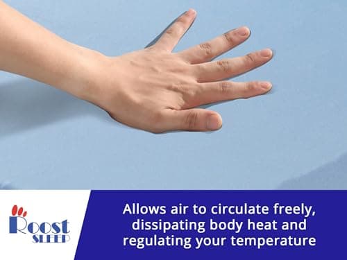 Roost Sleep Cool Cloud 3 Inch Gel Memory Foam Queen Mattress Topper – Cooling Bed Topper for Back Pain and Pressure Relief, Removable Washable Cover, Ventilated Design, Fits Queen Beds 7