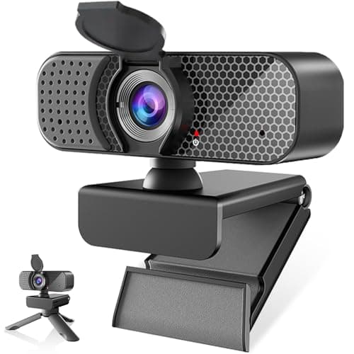 KEMEIV 1080P Webcam PC Webcam with Microphone and Physical Privacy Cover, Noise-Canceling Microphone, Auto Light Correction, Ultra Wide Angle for Conferences/Online Courses/Live Streaming/Zoom/YouTube