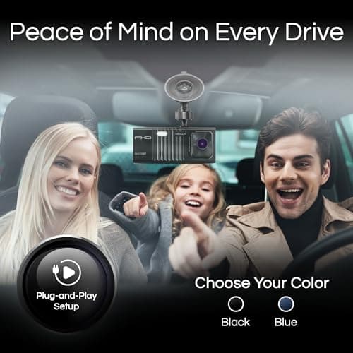 Minolta Dash Camera – 3-Channel 1080P Car DVR with Rear & Interior Cam, Night Vision, 3.0” LCD Screen, G-Sensor, Loop Recording, Parking Monitor, Motion Detection, 32GB Card (Blue) 5