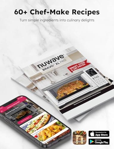 Nuwave Bravo XL Pro Air Fryer Toaster Oven, Improved 100% Super Convection, Quicker & Crispier Results, 100 Presets, Multi-Layer Even Cooking, 50-500F, Smart Probe, PFAS Free, 30QT, Stainless Steel 11