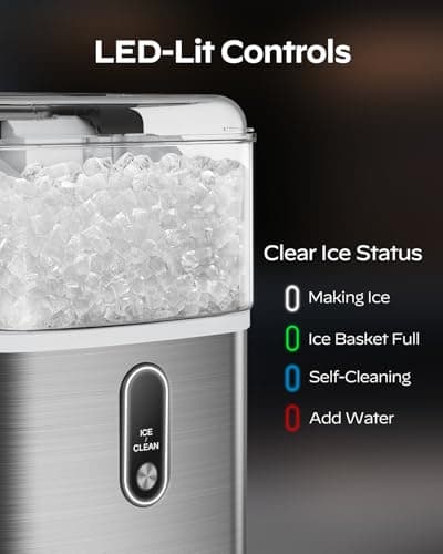 Nugget Ice Maker Countertop, HOMEZAY Pebble Ice Maker with Soft Chewable Pellet Ice, 33 lbs per Day, Compact Ice Machine with Self-Cleaning & LED Indicator for Home, Kitchen, Camping, RV, Office 5