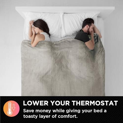 Brookstone Electric Heated Plush Blanket w/ 10 Heat Settings - Adjustable Timer, 12-Hour Auto Shut Off - Machine Washable & Dryer Safe - Polyester Velvet Blanket, King Size - Taupe 5