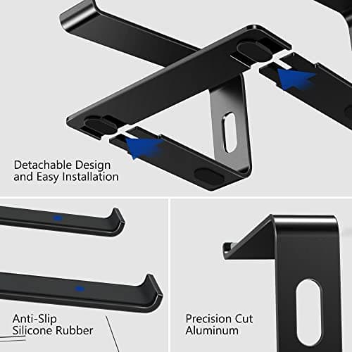 BESIGN LS03 Aluminum Laptop Stand, Ergonomic Detachable Computer Stand, Riser Holder Notebook Stand Compatible with Air, Pro, Dell, HP, Lenovo More 10-15.6" Laptops, Black 5