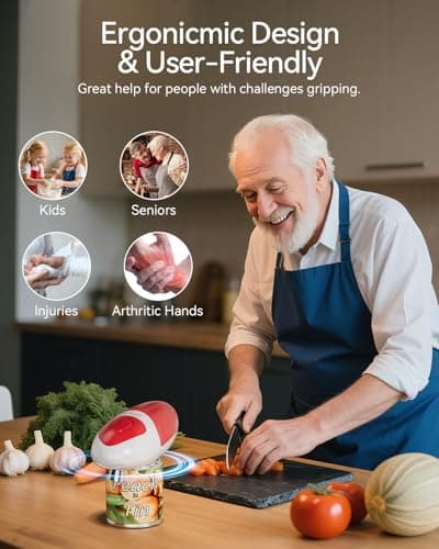 Phniti Handheld Electric Can Opener - Automatic Smooth Edge, Battery Operated for Seniors/Arthritis/Chefs - Fits All Can Sizes for Kitchen Use 5