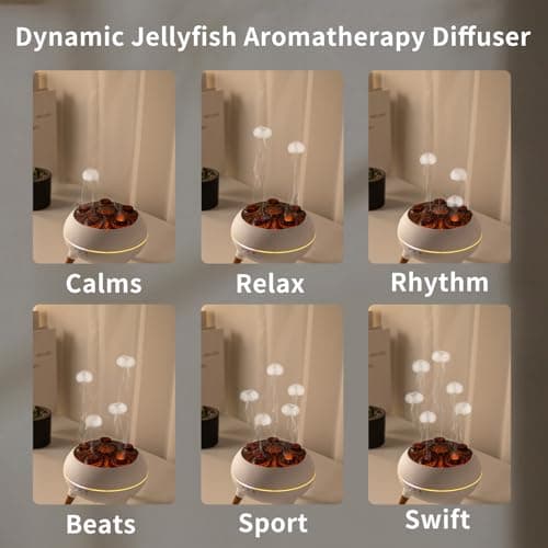 Mushroom Cloud Humidifier, Aromatherapy Essential Oil Diffuser with Sound-Activated Mode, 7-Smoke Modes Jelly Fog & Color LED, Large Water Tank with Auto-Shutoff, for Home Bedroom Office Yoga Studio​ 6