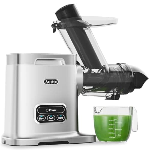 Aeitto Cold Press Juicer Machines, 3.6 Inch Wide Chute, Large Capacity, High Juice Yield, 2 Masticating Juicer Modes, Easy to Clean Slow Juicer for Vegetable and Fruit (Silver)