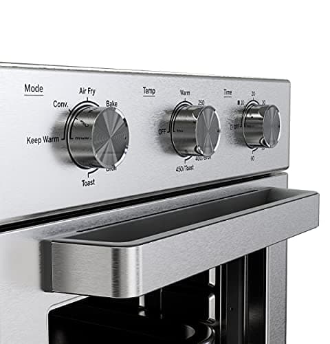 GE Mechanical Air Fryer Toaster Oven + Accessory Set | Convection Toaster with 7 Cook Modes | Large Capacity Oven - Fits 12" Pizza | Countertop Kitchen Essentials | Stainless Steel 5