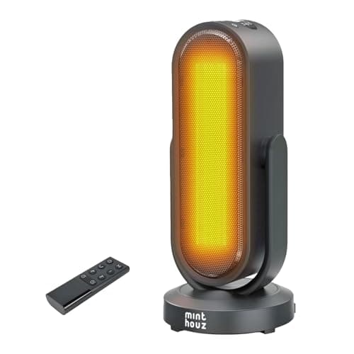 Space Heater, 1500W Portable PTC Ceramic Indoor Heater with Thermostat, Remote, 3D Oscillation, Low noise, ECO Mode, Fast Heating, 8H Timer, Overheat+Tip-Over Safe, Carry Handle - for Bedroom, Office