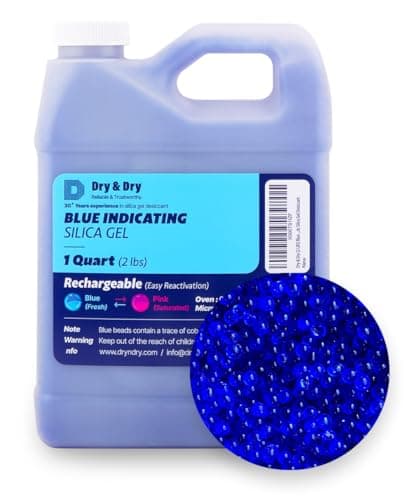 Dry & Dry [2 LBS] Blue Indicating Silica Gel Beads Desiccants (Industry Standard 3-5 mm) - Reusable Desiccant Beads Silica Beads(Blue to Pink)