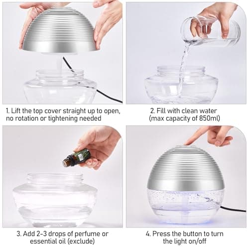 ap airpleasure Water-Based Purifier Air Washer, Air Revitalizer & Freshener, Air Fresher with 6 Colorful lights for Rooms (Silver) 8