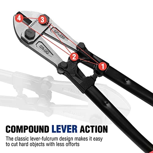 WORKPRO Bolt Cutter, Bi-Material Handle with Soft Rubber Grip, 18", Chrome Molybdenum Steel Blade, W017005A 6