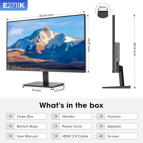 KOORUI 27 Inch Gaming Office Monitor 144Hz IPS Display, FHD 1080P with FreeSync, Eye Care TÜV Rheinland Certified with Slim Bezels, HDMI VGA Ports, Ergonomic Tilt, VESA Mount, Black 9