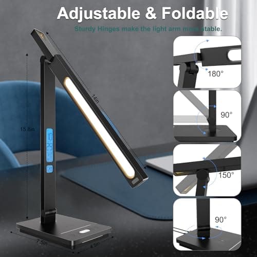 10 in 1 Smart Desk Lamp Led, Desk Light for Colleage Drom Room Office, Eye-Caring Table Lamp with Night Light, Lamp for Desk with 10W Wireless Charger, Dimmable Touch Lamp, Birthday Gifts for Women 8