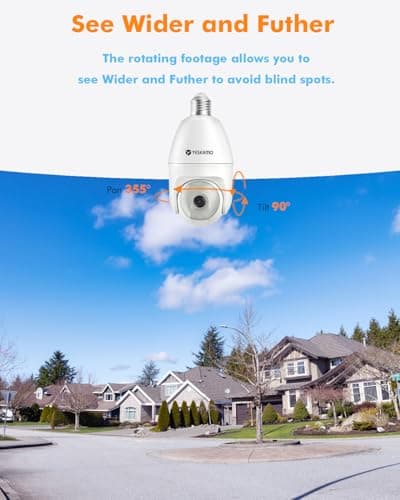 Light Bulb Security Camera -5G&2.4GHz 5MP HD WiFi 6 Home Baby Monitor, Security Cameras Wireless Outdoor Indoor, Night Vision, 2-Way Audio, PIR Mothion Detection and Alerts, Works with Alexa (White) 5