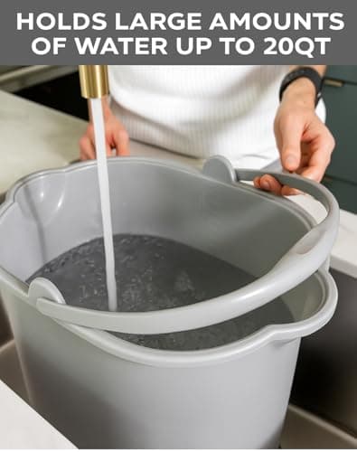 10pcs Rolling Mop Bucket with 360° Swivel Wheels, 20 Quart Heavy Duty Plastic for Large Cleaning Jobs, Fits Most Mops and Brushes, Commercial and Home Use. Compatible with GAVORA 6