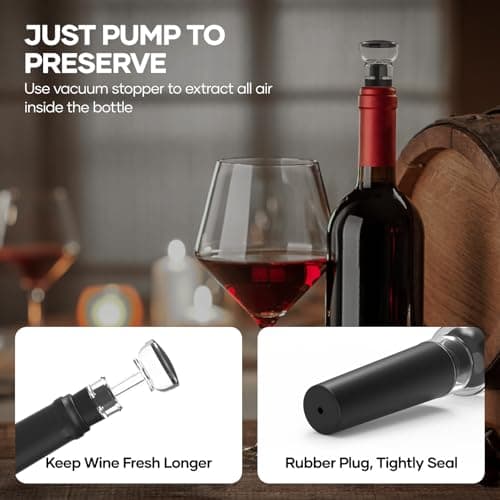 Crenova Electric Wine Opener, Rechargeable Wine Bottle Opener, Automatic Corkscrew with Vacuum Stopper, Aerator Pourer, Foil Cutter, Display Base, Gifts for Valentines Day New Home Wedding Birthday 8