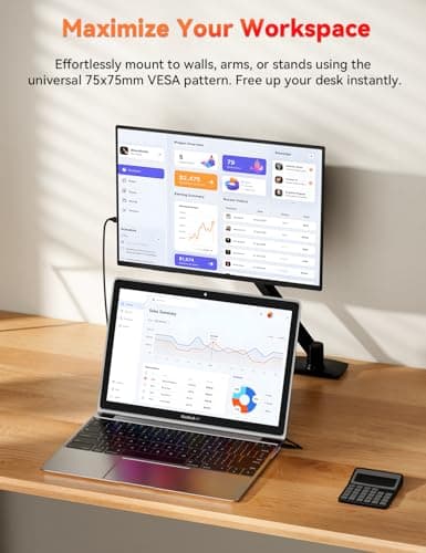 HotYeah Portable Monitor, 15.6-in 1080P FHD Laptop Monitor USB-C HDMI External Computer Display HDR FreeSync IPS w/Kickstand & Speaker, 2nd Screen for Laptop PC Mac Phone Tablet Switch PS5 Xbox 5