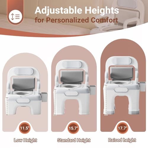 AKIMRABY Bedside Commode, Upgraded Safety Commode Toilet for Elderly Disabled, Potty Chair for Adult with Enlarged Arms, Height Adjustable, 900lbs Heavy Duty Bedside Commodes for Seniors 5