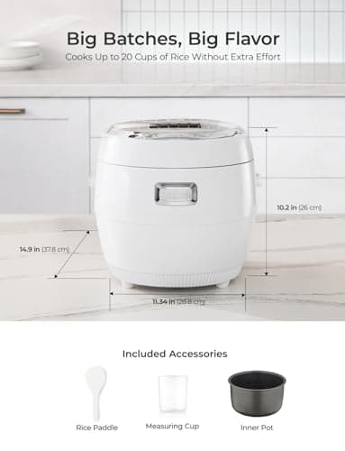 CUCKOO Micom Rice Cooker 10-Cup Uncooked / 20-Cup Cooked with Nonstick Inner Pot, Large Rice Maker with 16 Menu Options, Fuzzy Logic Technology, Auto Clean Mode, LCD Display, White (CR-1020F) 6