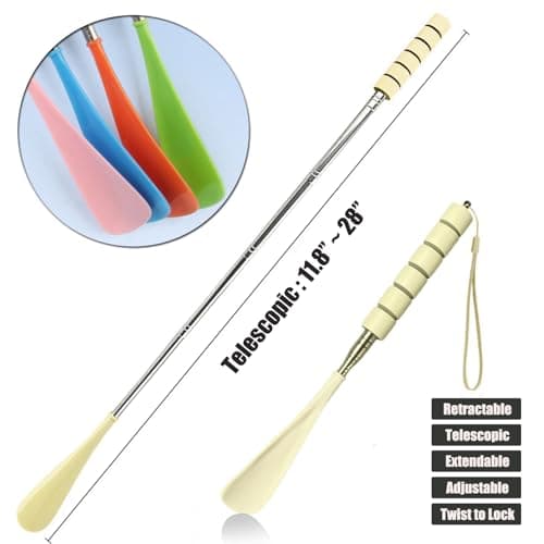 FaceWood Shoe Horn Long Handle Retractable Shoehorn Telescopic Foldable Shoe Puller Adjustable Shoe Aids for Home Travel Easy Slip on (Black) 5