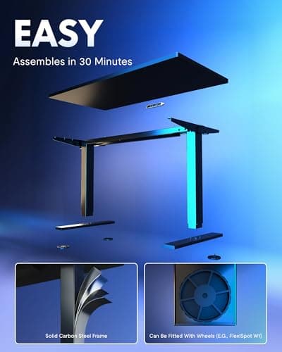 FLEXISPOT EN1 One-Piece Standing Desk, 48"x24" Seamless Desktop Electric Height Adjustable for Home Office, Study Rooms & Multi-Device Workstations, Black 8