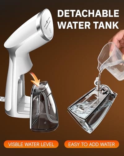 OGHom Portable Travel Handheld Steamer for Clothes, Garment Wrinkle Remover, 1000W Strong Penetrating Fabric Steamer, for Home, Office, Travel (ONLY FOR 120V) -White 6