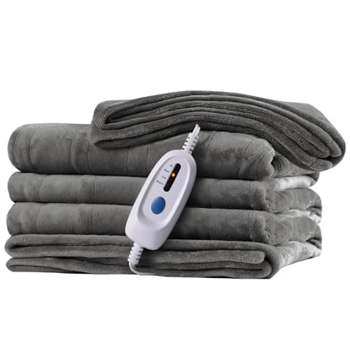 McJaw Electric Heated Blanket 72"x 84" Full Size, 4 Heating Levels and 10 Hours Auto Off, Lightweight and Breathable - Ivory Gray