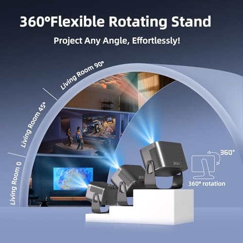 XBJ K6 Portable Projector with WiFi and Bluetooth, Electric Focus, Auto Keystone, 1080P HD 4K Support, Smart Projector Built-in Apps, Mini Projector for Outdoor & Home Movie, Compatible with TV Stick 9