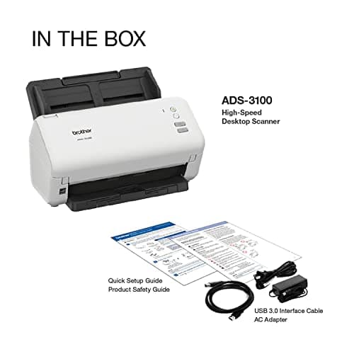 Brother ADS-3100 High-Speed Desktop Scanner | Compact with Scan Speeds of Up to 40ppm, White 9