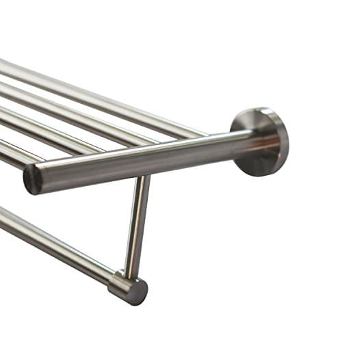 Premium Modern Towel Bar Rack w(24 Inches)- Stainless Steel, Water and Rust Proof, Top of The line Rack and Shelf (Single Hanging(Brushed)-Round Base) 4