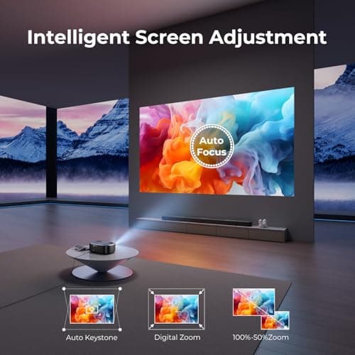 4K Projector with Wifi and Bluetooth, ELEPHAS Outdoor Movie Projector Compatible with NETFLIX/Prime Video/YouTube, 100,000+ Apps Supported, Smart Video Projector for HDMI/USB/iOS/Android/Windows 5