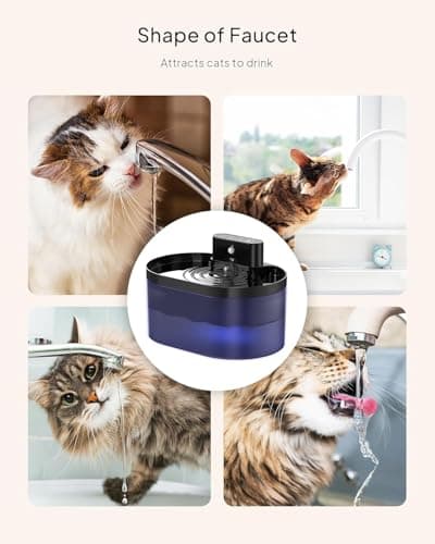 PEKTACO Wireless Cat Water Fountain: Pet Water Fountain Battery Operated, 74oz/2.2L Automatic Cat Water Dispenser，Rechargeable Drinking Fountain for Cats Indoor with Motion Sensor, Black 8