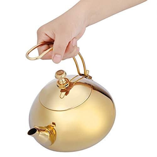 Electric Kettle 1.5L Stainless Steel Fast Heating 0.6mm Thickness Body With Bright Light Treated For Brew Coffee (Gold)