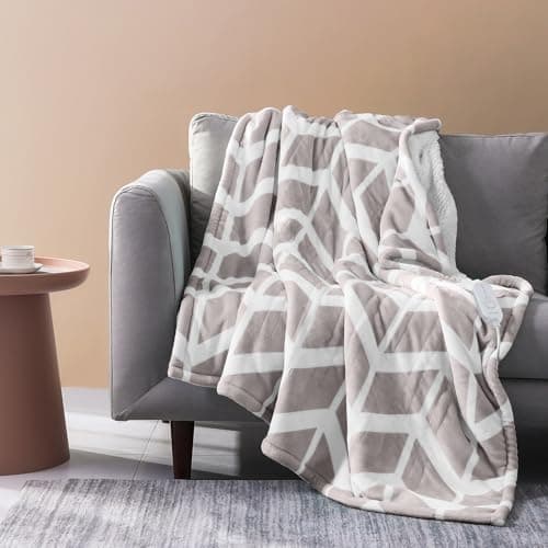 VENTIMI Electric Blanket Heated Throw, 50" x 60" Heated Blanket with 5 Heat Levels & 3 Hours Auto Off, Fast Heating Blankets with ETL & FCC Certification, Beige