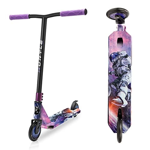 Hurtle Lightweight Kick Stunt Scooter-Lab Tested Safety Certified Street Freestyle Trick Scooter with Alloy Deck, High Impact Wheels, ABEC-9 Bearing, HIC System - for Kids & Teens (Gravity in Space)