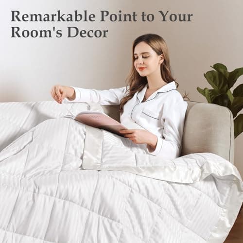 downluxe Weighted Blanket King Size, 18 lb Weighted Blanket with Glass Beads for All Season, Machine Washable Heavy Blanket (Ivory, 108 X 90 Inch) 7