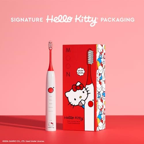 MOON x Hello Kitty Sonic Electric Toothbrush for Adults & Teens, 5 Smart Modes, Clean, White, Massage, Polish & Sensitive, Rechargeable, Travel Case, 2 Brush Heads, Industry-Leading 6 Week Charge 4