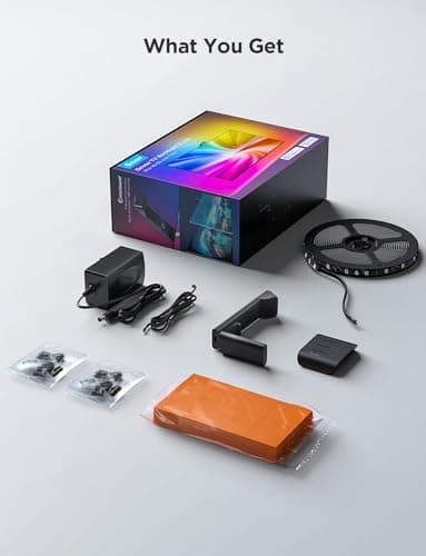 Govee TV Backlight 3 Lite with Fish-Eye Correction Function Sync to 55-65 Inch TVs, 11.8ft RGBICW Wi-Fi LED Strip Lights with Camera, 4 Colors in 1 Lamp Bead, Voice and APP Control, Adapter 9