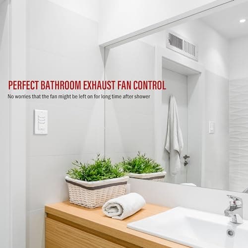 ENERLITES 4-Hour Countdown Timer Switch, 5-10-30-60 Min, 2-4 Hour, for Bathroom Fans, Lights, 120VAC Neutral Wire Required, UL Listed, HET06-W-2PCS, White, 2 Pack 9