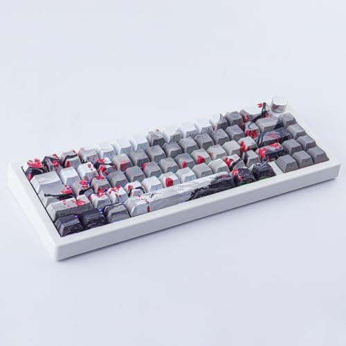 Tsungup PBT Keycaps - Side Print Keycap Set,135 Keys Double Shot Shine Through Landscape Painting Custom Keycaps,Cherry Profile Keyboard Key caps for Cherry MX Switches Mechanical Keyboards 8