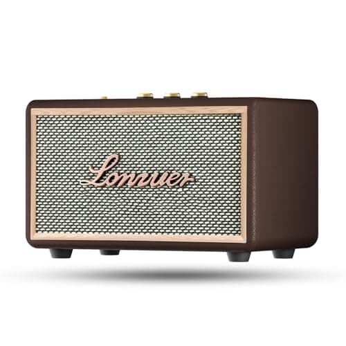 Lonzuer Retro Wooden Portable Wireless 10000mAh Battery Loud Bass Subwoofer TWS Bluetooth Speaker with AUX Input, SD Card Slot, USB Port for Outdoor Party (Brown)