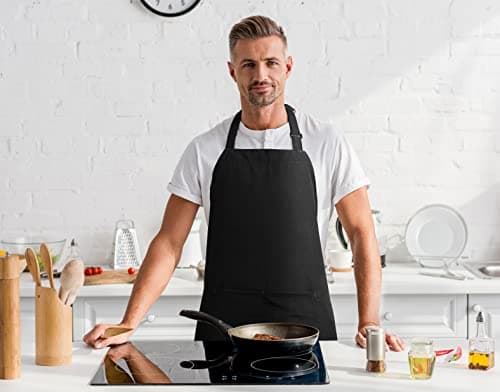 Utopia Kitchen 2 Pack Bib Apron, Adjustable with 2 Pockets, Water and Oil Resistant, Cooking Kitchen Chef Apron for Women Men 7