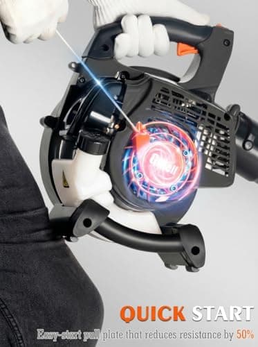 Getell Handheld Gas Leaf Blower – 26cc 2-Cycle Engine, 180 MPH, 380 CFM – Gas Powered Blower for Lawn Care, Leaf Cleanup, Driveways, and Light Snow Removal (Black) 6