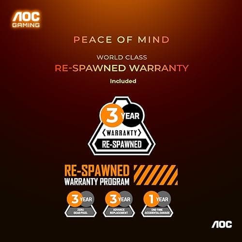 AOC 24G15N 24 inch Gaming Monitor, Full HD 1920x1080, 180Hz 1ms, 1x HDMI 2.0, 1x Display Port, AMD FreeSync, 3-Sided Frameless, HDR Ready, Console Gaming Ready, 3-Year Zero-Bright-Dot 7