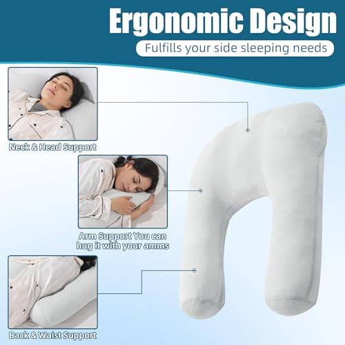 BALAPET Shoulder Pillow for Side Sleeper with Cooling Pillowcase,Cuddle Pillow for Side Sleeper U-Shaped Ergonomic Orthopedic Support Bed Pillows for Neck, Back, Shoulder, with Washable Cover 5